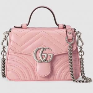 Gucci GG Women GG Marmont Mini Top Handle Bag-Pink