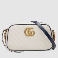 Gucci GG Women GG Marmont Small Shoulder Bag White Diagonal Matelassé