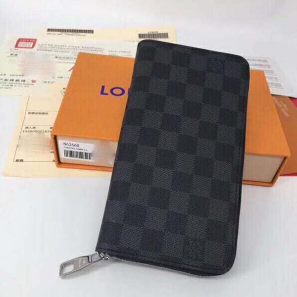 Louis Vuitton LV Unisex Brazza Wallet Damier Infini Onyx Silver Leather (11)