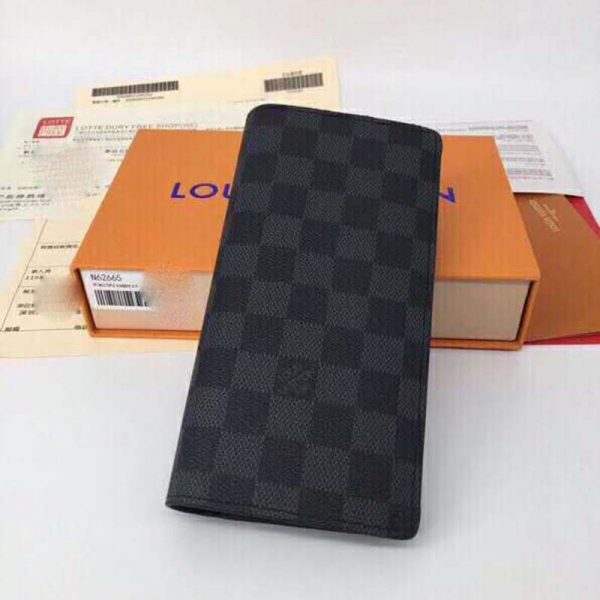 Louis Vuitton LV Unisex Brazza Wallet Damier Infini Onyx Silver Leather (3)