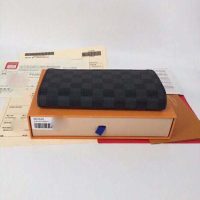 Louis Vuitton LV Unisex Brazza Wallet Damier Infini Onyx Silver Leather