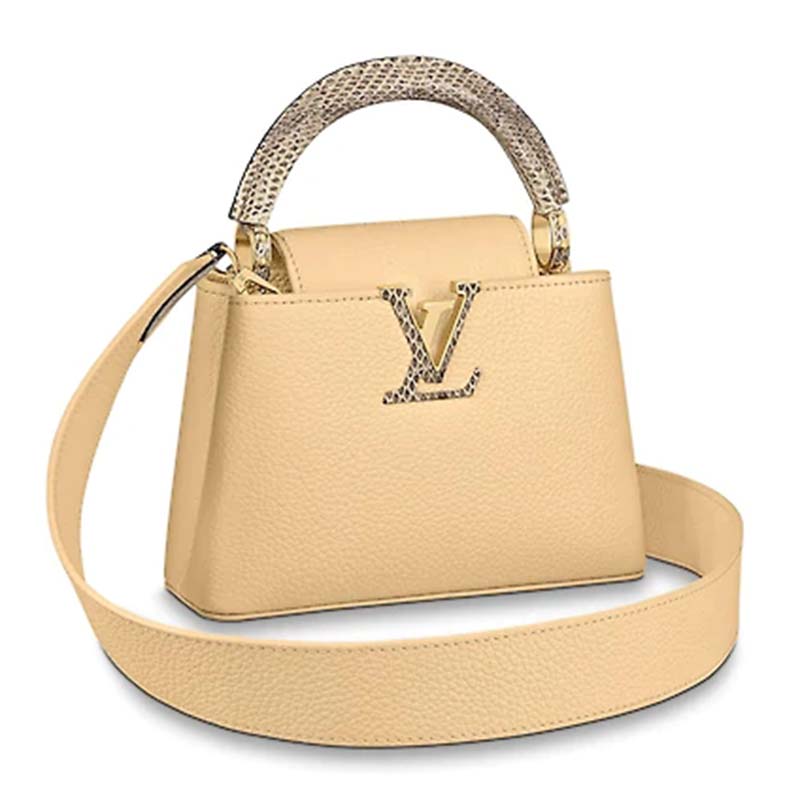 Louis Vuitton Black Taurillon Leather and Ayers Snake Capucines