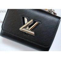 Louis Vuitton LV Women Twist Belt Chain Wallet Black Epi Leather