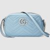 Gucci GG Women GG Marmont Small Shoulder Bag Matelassé Chevron Leather-Blue