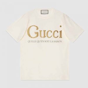 Gucci GG Women Gucci Glitter Print T-Shirt Cotton-White