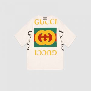 Gucci GG Women Oversize T-Shirt with Gucci Logo-White