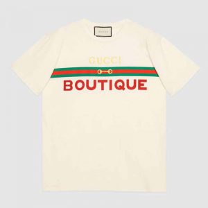 Gucci GG Women's Gucci Boutique Print T-Shirt-White