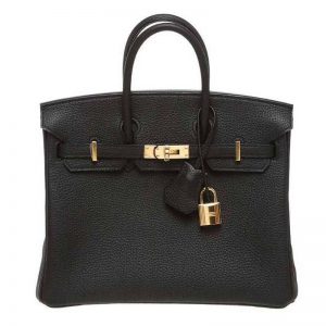 Hermes Birkin 25 Bag in Togo Leather with Gold Hardware-Black