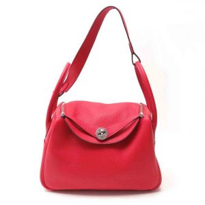 Hermes Lindy 30 Medium Taurillon Clemence Leather Bag-Red
