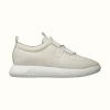 Hermes Women Team Sneaker Double-Sided Technical Mesh Elasticated Laces-White