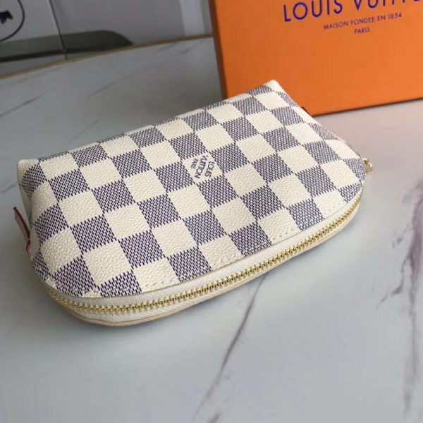 Louis Vuitton LV Women Cosmetic Pouch Damier Azur Canvas-Grey (2)