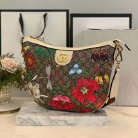 Gucci GG Women GG Flora Shoulder Bag BeigeEbony Supreme Canvas