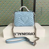 Gucci GG Women GG Marmont Mini Top Handle Bag-Blue