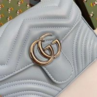 Gucci GG Women GG Marmont Mini Top Handle Bag-Blue