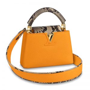 Louis Vuitton LV Women Capucines Mini Handbag Jewel-Tone Taurillon-Yellow