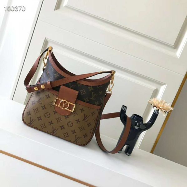 Louis Vuitton LV Women Hobo Dauphine PM Handbag Monogram Reverse Canvas (4)