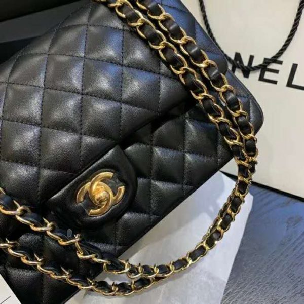 Chanel Women Classic Handbag in Lambskin Leather-Black (4)