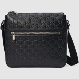 Gucci GG Unisex Gucci Signature Messenger Black Gucci Signature Leather