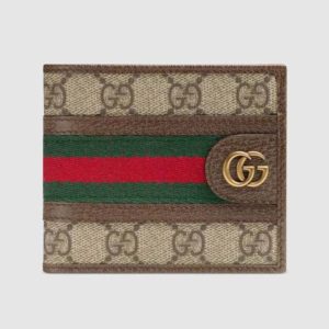 Gucci GG Unisex Ophidia GG Wallet BeigeEbony GG Supreme Canvas