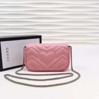 Gucci GG Women GG Marmont Super Mini Bag Matelassé Chevron-Pink