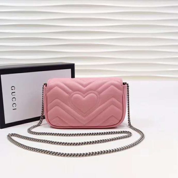 Gucci GG Women GG Marmont Super Mini Bag Matelassé Chevron-Pink (5)