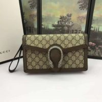 Gucci Women Dionysus GG Supreme Clutch BeigeEbony GG Supreme Canvas