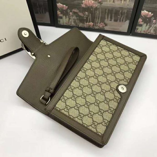 Gucci Women Dionysus GG Supreme Clutch BeigeEbony GG Supreme Canvas (5)