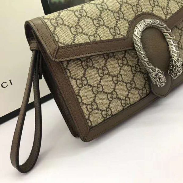 Gucci Women Dionysus GG Supreme Clutch BeigeEbony GG Supreme Canvas (8)