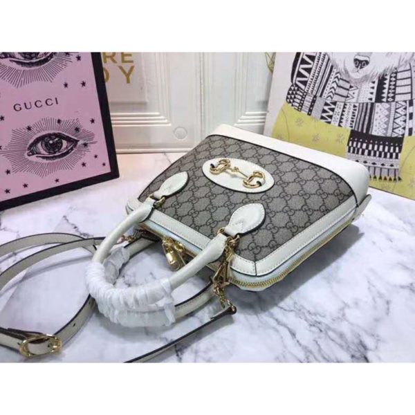 Gucci Women GG Gucci Horsebit 1955 Small Top Handle Bag-White (8)