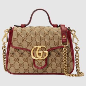 Gucci Women GG Marmont Mini Top Handle Bag Matelassé Original Canvas