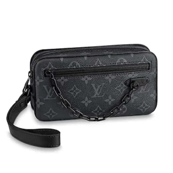 Louis Vuitton LV Unisex Pochette Volga Bag Monogram Eclipse Canvas