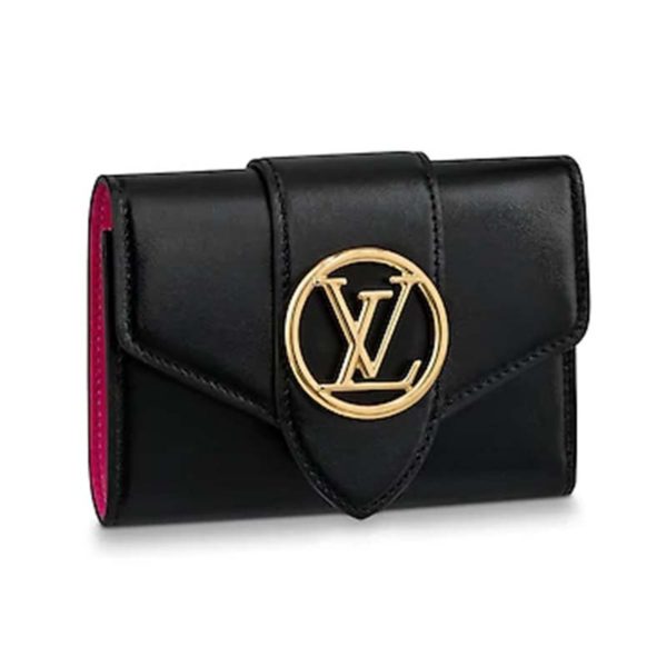 Louis Vuitton LV Women LV Pont 9 Compact Wallet Smooth Cowhide-Black