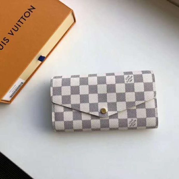 Louis Vuitton LV Women Sarah Wallet Damier Azur Coated Canvas (5)