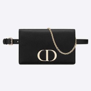 Dior Women 30 Montaigne 2-in-1 Pouch Grained Calfskin Leather-Black