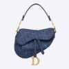 Dior Women Saddle Bag Denim Blue Dior Oblique-Embroidered Canvas