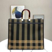 Fendi Women Fendi Sunshine Large Shopper Bag Brown Jacquard Fabric