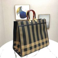 Fendi Women Fendi Sunshine Large Shopper Bag Brown Jacquard Fabric