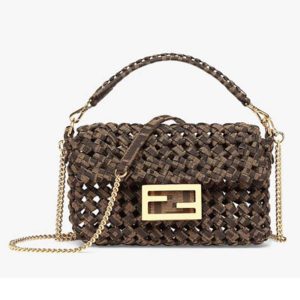 Fendi Women Iconic Baguette Mini Size Jacquard Fabric Interlace Bag