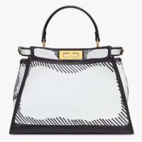 Fendi Women Peekaboo Iconic Medium White Leather FF Print Bag