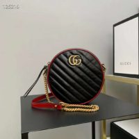 Gucci GG Women GG Marmont Mini Round Shoulder Bag-Black