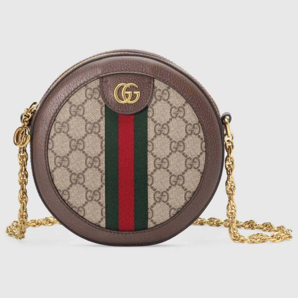 Gucci GG Women Ophidia Mini GG Round Shoulder Bag-Beige