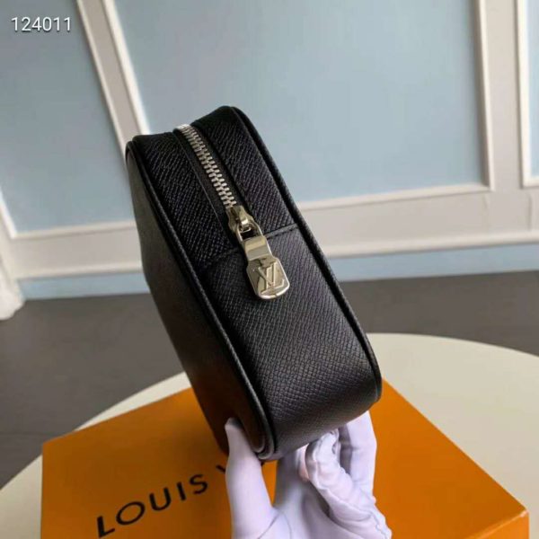 Louis Vuitton LV Men Pochette Kasai Taiga Cowhide Leather-Black (6)