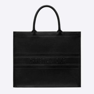 Dior Women Dior Book Tote 'Christian Dior' Signature Black Calfskin