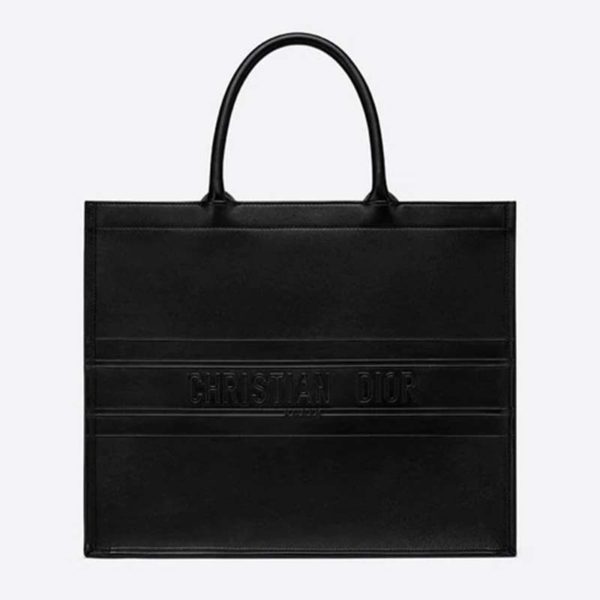 Dior Women Dior Book Tote ‘Christian Dior’ Signature Black Calfskin