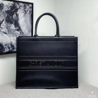 Dior Women Dior Book Tote ‘Christian Dior’ Signature Black Calfskin