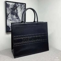 Dior Women Dior Book Tote ‘Christian Dior’ Signature Black Calfskin