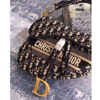 Dior Women Saddle Bag Blue Dior Oblique Embroidery ‘CD’ Structure