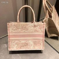 Dior Women Small Dior Book Tote Pink Toile De Jouy Embroidery