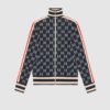 Gucci Men GG Jacquard Cotton Jacket Blue Ivory GG Jacquard Jersey