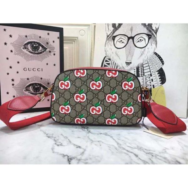 Gucci Women Small Shoulder Bag GG Apple Print Supreme Canvas (10)